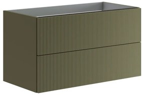 Mobile da bagno sotto lavabo Opera verde laccato opaco L 89.5 x H 50 x P 45.5 cm 2 cassetti, lavabo non incluso