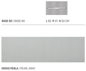 Mobile sospeso bagno 80 cm a 2 cassetti RIGHE Grigio Perla