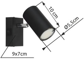 Globo 57911-1B - Faretto da parete ROBBY 1xGU10/25W/230V nero