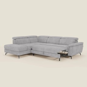 Estro Divano angolare estraibile - poggiatesta reclinabili in tessuto impermeabile T14 grigio chiaro