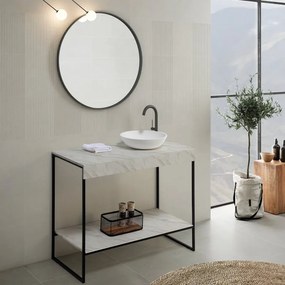 Mobile da bagno sotto lavabo Alec marmo bianco L 100 x H 65 x P 48.5 cm, lavabo non incluso