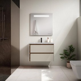 Mobile bagno sospeso con lavabo cotone 2 cassetti per vasca centrale Indico