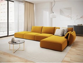 Divano angolare color senape (con penisola a destra/con chaise lounge) con rivestimento in velluto Vanda – Mazzini Sofas