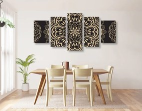 Quadri 5 pezzi – Mandala su sfondo nero