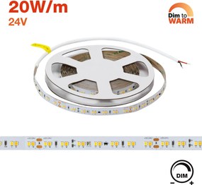 Striscia LED Dim to Warm 24V 20W/m Vintage IP20 - 5 metri