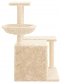 Albero per gatti con tiragraffi in sisal crema 83 cm