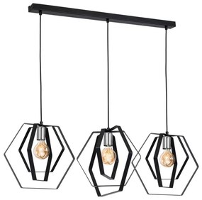 Lampadario a sospensione con filo HEXAGON 3xE27/60W/230V nero/cromo