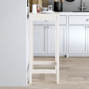Tavolo Da Bar Bianco 50x50x110 Cm İn Legno Massello Di Pino /