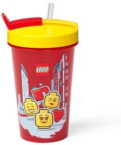 Tazza rossa con coperchio giallo e cannuccia , 500 ml Iconic - LEGO®