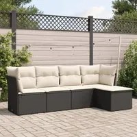 Set Divani da Giardino 5 pz con Cuscini in Polyrattan Nero 3217556