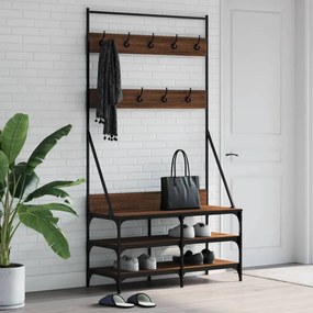 Appendiabiti Con Porta Scarpe Rovere Marrone 100x40x184 Cm /