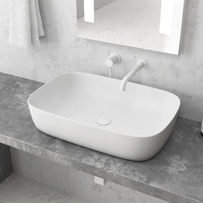 Lavabo da appoggio rettangolare colore bianco opaco 60cm | MIL-LB - KAMALU