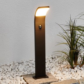 Lucande lampione a LED Timm, sensore, 60 cm, grigio grafite, IP54