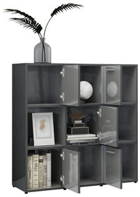 Libreria grigio lucido 90x30x90 cm in legno multistrato