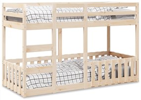 Letto A Castello 75x190 Cm İn Legno Massello Di Pino /