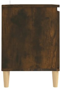 Mobile tv con gambe in legno massello rovere fumo 103,5x35x50cm