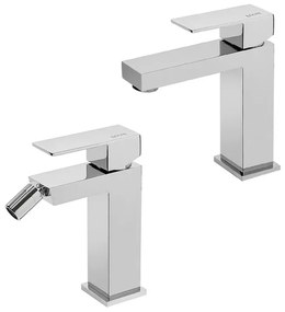 Set miscelatori lavabo e bidet serie Italia in ottone cromato