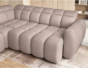 Divano angolare marrone chiaro allungabile/con contenitore (con penisola a sinistra/a L) e rivestimento in bouclé Falconn – ELTAP