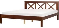 Letto in Legno Scuro con Rete a Doghe Design Elegante 180 x 200 cm