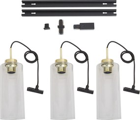 Sistema a binario moderno nero con 3 lampade a sospensione oro con vetro trasparente monofase - Iconic Laura