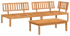 Set divano pallet da giardino 3 pz in legno massello di acacia