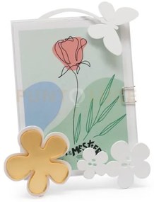 Porta foto fiorellini decorato bianco in ferro 10x15cmh(9,5x12,5cm,...