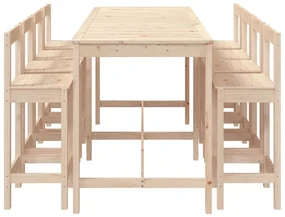 Set bar da giardino 9 pz in legno massello di pino