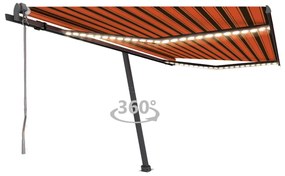 Tenda Automatica Sensore Vento E Led 400x300 Cm Arancio Marrone /