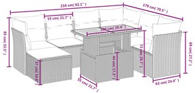 Set divano da giardino 8 pz con cuscini grigio in polyrattan