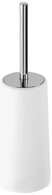 Porta scopino in polipropilene bianco completo di scopino per wc