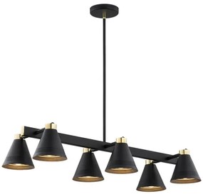 Argon 2552 - Lampadario su palo AVALONE 6xE27/15W/230V nero/oro