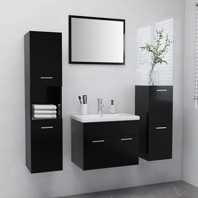 Set Mobili Da Bagno Nero İn Legno Multistrato /