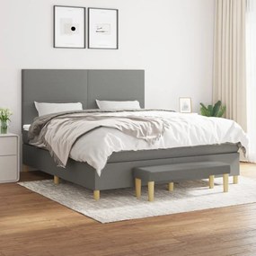 Giroletto A Molle Con Materasso Grigio Scuro 160x200 Cm Tessuto /