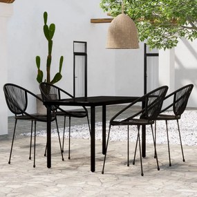 Set da pranzo da giardino 5 pz nero