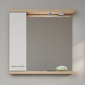 Kamalu - Composizione bagno a terra o sospesa 80 cm bicolore bianco e legno chiaro | LAC ESTIA-80