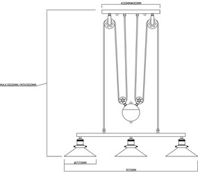 Globo 15053-3 - Lampadario LENIUS 3xE27/60W/230V
