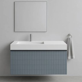Mobile bagno sospeso con lavabo L 100 x H 40 cm indaco, 1 anta 1 cassetto per vasca a sinistra Pixel