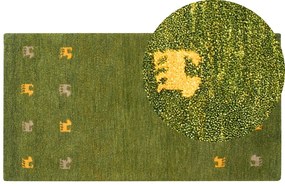 Tappeto Gabbeh lana verde 80 x 150 cm YULAFI Beliani
