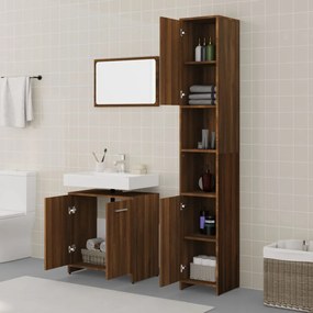 Set mobili da bagno 3 pz rovere marrone in legno multistrato