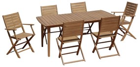 Sala da pranzo da giardino pieghevole: tavolo allungabile L180/240 cm + 2 poltrone + 4 sedie Acacia - NEMBY