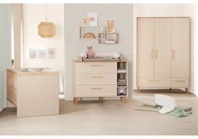 Cassettiera per bambini color crema/di colore naturale con effetto rovere con fasciatoio 117x103x78 cm Jil – Roba