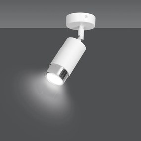 Faretto Orientabile 1 Luce Ragnar A Cilindro In Acciaio Bianco E Cromo