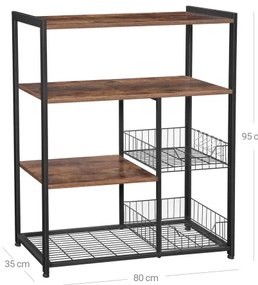 Scaffale a ripiani per cucina MARGE marrone/nero