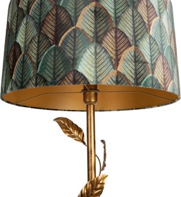 Lampada da terra oro con paralume a forma di foglia e interno dorato 50cm - Linden