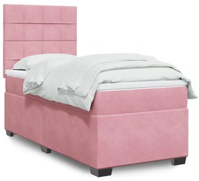 Giroletto A Molle Con Materasso Rosa 90x200 Cm İn Velluto /