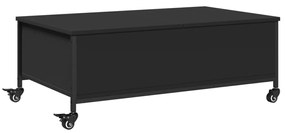 Tavolino salotto con ruote nero 91x55x34 cm legno multistrato