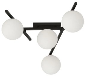 Lampadario da Soffitto in Acciaio e Vetro SMART 4 Nero 4xE14 Colore delle Sfere Bianco