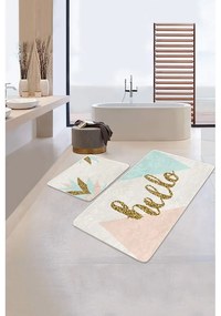 Set di tappetini per il bagno in velluto crema/dorati 2 pz 60x100 cm Hello – Mila Home