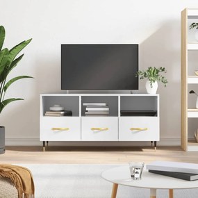 Mobile Porta Tv Bianco Lucido 102x36x50 Cm İn Legno Multistrato /