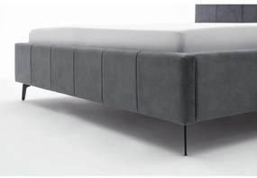 Letto matrimoniale imbottito color antracite con contenitore con rete inclusa 160x200 cm Lizzano – Meise Möbel